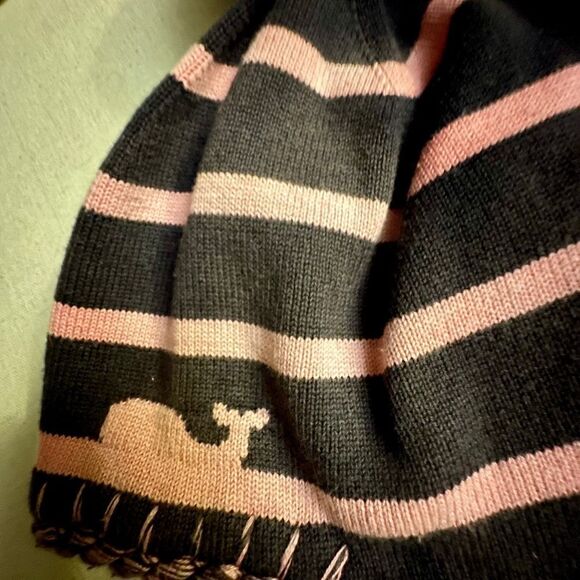 Vineyard Vines pink and blue striped Pom Pom hat with side braids - OS - Picture 2 of 7
